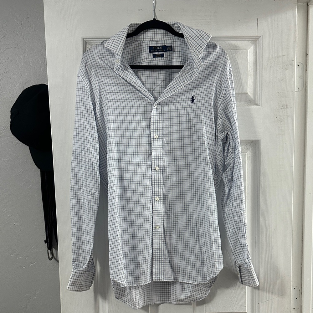 Polo by Ralph Lauren Men's White and Blue Plaid Shirt